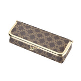 Royal Bagger Women's Eyeglass Case & Coin Purse, RFID Pencil Bag with Kiss Lock, Coated Canvas & Vegetable-Tanned Leather 5135