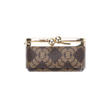 Royal Bagger Women's Mini Jewelry Box & Coin Purse with Removable Chain – Signature Coated Canvas & Vegetable-Tanned Cowhide Leather, Small Kiss Lock Storage Bag 9894