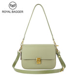 Royal Bagger Shoulder Crossbody Bags for Women Genuine Cow Leather Fashion Simple Commuter Underarm Small Square Bag 1555