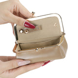 Royal Bagger Genuine Leather Jewelry Box, Mini Organizer for Rings, Necklaces & Earrings, Women's Kiss Lock Coin Purse 3125