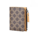 Royal Bagger Signature Coated Canvas & Vegetable-Tanned Cowhide Leather Short Wallet - RFID Blocking, Slim Bifold Coin Purse for Women, Retro & Simple Design 4201