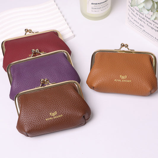 4243 Leather RFID Kiss-Lock Keychain Wallet