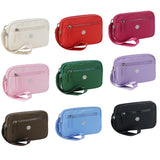 QuestAll RFID Canvas Waterproof Wrist Bag Women Card Holder Coin Cell Phone Wallet Three Pockets 9103