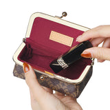 Royal Bagger Mini Jewelry Box – RFID Coated Canvas & Leather Organizer for Rings, Necklaces & Earrings, Women's Kiss Lock Purse 5125