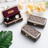 Royal Bagger Mini Jewelry Box – RFID Coated Canvas & Leather Organizer for Rings, Necklaces & Earrings, Women's Kiss Lock Purse 5125