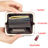 Royal Bagger Kiss Lock RFID Card Holder & Coin Purse for Women – Genuine Cow Leather Mini Wallet with Key Chain, Small Fashion Storage Bag 4243