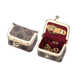 Royal Bagger Women's Mini Jewelry Box & Coin Purse – Signature Coated Canvas & Vegetable-Tanned Cowhide Leather, Solid Color Kiss Lock Change Pouch, Casual Small Storage Bag 5894