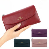 5063 Leather RFID Long Trifold Wallet