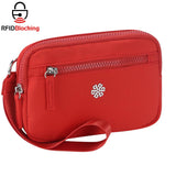 QuestAll RFID Canvas Waterproof Wrist Bag Women Card Holder Coin Cell Phone Wallet Three Pockets 9103