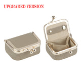 Royal Bagger Genuine Leather Mini Coin Purse, Solid Color Kiss Lock Change Pouch, Casual Style Small Storage Bag for Women 1894