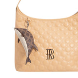 Royal Bagger Small Fish Shaped Coin Purse Keychain, Signature Coated Canvas & Vegetable-Tanned Leather Zipper Pouch with Key Ring for Coins and Keys 3276