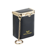 Royal Bagger Mini Chain Cosmetics Case for Women, Genuine Cow Leather Retro Kiss Lock Purse, Small Lipstick Makeup Bag with Mirror 3241