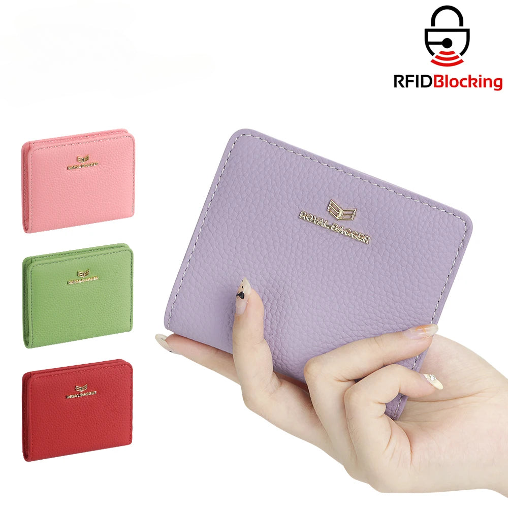 Royal Bagger Portafoglio Corto Donna In Vera Pelle, Trifold Con Blocco RFID, Porta Carte Multiplo E Scomparto Banconote, Chiusura Magnetica, Rosa