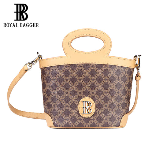 Royal Bagger Elegant Handbag for Women – Stylish Shoulder & Crossbody Bag, Coated Canvas & Vegetable-Tanned Leather Tote 5280