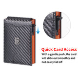 Royal Bagger Men’s Minimalist Pop-Up Metal & Genuine Cow Leather Card Holder Case, RFID Blocking Slim Wallet with Magnetic Closure, Lightweight Carbon Fiber Travel Wallet 5246