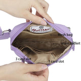 QuestAll RFID Canvas Waterproof Wrist Bag Women Card Holder Coin Cell Phone Wallet Three Pockets 9103