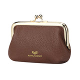 Royal Bagger Kiss Lock RFID Card Holder & Coin Purse for Women – Genuine Cow Leather Mini Wallet with Key Chain, Small Fashion Storage Bag 4243