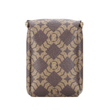 Royal Bagger Women's Mini Chain Cosmetics Case, Signature Coated Canvas & Vegetable-Tanned Cowhide Leather Kiss Lock Purse, Small Makeup Bag with Mirror 5241