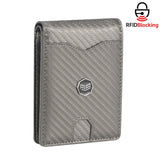 Royal Bagger Men's Genuine Leather Wallet RFID Card Holder Carbon Fiber Wallet Large Capacity Two Fold Wallet 3240
