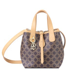 Royal Bagger Retro Signature Canvas & Leather Bucket Bag, Convertible Tote & Basket Handbag for Women 5262