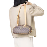 Royal Bagger Coated Canvas & Vegetable-Tanned Leather Shoulder Bag for Women – Retro Cylinder Purse, Adjustable Strap 5249