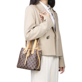 Royal Bagger Retro Signature Canvas & Leather Bucket Bag, Convertible Tote & Basket Handbag for Women 5262