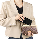 Royal Bagger PVC + Resin Tanned Leather Clutch Purses for Women, RFID Kiss Lock Wallet, Multi-card Slots Card Holder 5468