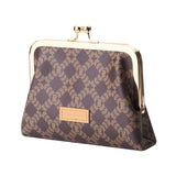 Royal Bagger Women's RFID Card Holder, Kiss Lock Coin Purse, Short Wallet, Signature Coated Canvas & Vegetable-Tanned Cowhide Leather 5120