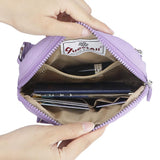 QuestAll RFID Canvas Waterproof Wrist Bag Women Card Holder Coin Cell Phone Wallet Three Pockets 9103