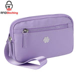 QuestAll RFID Canvas Waterproof Wrist Bag Women Card Holder Coin Cell Phone Wallet Three Pockets 9103