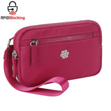 QuestAll RFID Canvas Waterproof Wrist Bag Women Card Holder Coin Cell Phone Wallet Three Pockets 9103