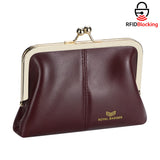 Royal Bagger Fashionable Genuine Leather RFID Blocking Women's Wallet with Kiss Lock, Card Slots and Zipper Coin Pocket 4120