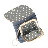 Royal Bagger Color Block Mini Coin Purse, RFID Simple Credit Card Holder with Kiss Lock, Genuine Leather Casual Storage Bag 1922