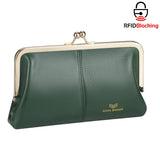 Royal Bagger RFID Genuine Leather Wallet for Women, Kiss Lock Clutch with Multi-Card Slots, Vintage Card Holder Purse 2468