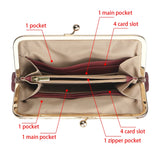 Royal Bagger RFID Kiss Lock Wallet, Genuine Leather Clutch Purse for Women with Solid Color Lining & Multi-Card Slots 3468