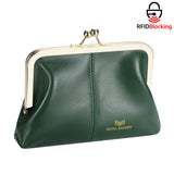 Royal Bagger Fashionable Genuine Leather RFID Blocking Women's Wallet with Kiss Lock, Card Slots and Zipper Coin Pocket 4120