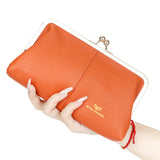 Royal Bagger RFID Kiss Lock Wallet, Genuine Leather Clutch Purse for Women with Solid Color Lining & Multi-Card Slots 3468