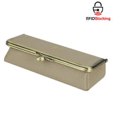 Royal Bagger Genuine Leather Fashion Glasses Case - RFID Blocking, Fashion Pencil Bag with Kiss Lock, Coin Purse for Women 2135