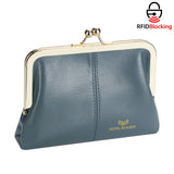Royal Bagger Fashionable Genuine Leather RFID Blocking Women's Wallet with Kiss Lock, Card Slots and Zipper Coin Pocket 4120