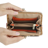 Royal Bagger Fashionable Genuine Leather RFID Blocking Women's Wallet with Kiss Lock, Card Slots and Zipper Coin Pocket 4120