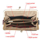 Royal Bagger RFID Blocking Genuine Leather Clutch Purse for Women, Elegant Evening Wallet with Kiss Lock, Phone Holder 2868