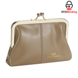 Royal Bagger Fashionable Genuine Leather RFID Blocking Women's Wallet with Kiss Lock, Card Slots and Zipper Coin Pocket 4120