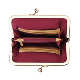 Royal Bagger Women's RFID Card Holder, Kiss Lock Coin Purse, Short Wallet, Signature Coated Canvas & Vegetable-Tanned Cowhide Leather 5120