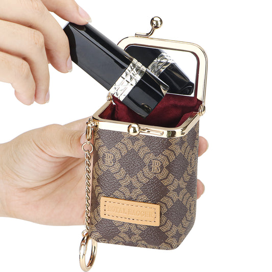 5241 Canvas & Leather Mirror Cosmetics Case