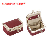 Royal Bagger Genuine Leather Mini Coin Purse, Solid Color Kiss Lock Change Pouch, Casual Style Small Storage Bag for Women 1894