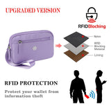 QuestAll RFID Canvas Waterproof Wrist Bag Women Card Holder Coin Cell Phone Wallet Three Pockets 9103