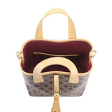 Royal Bagger Retro Signature Canvas & Leather Bucket Bag, Convertible Tote & Basket Handbag for Women 5262