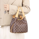 Royal Bagger Signature Coated Canvas & Vegetable-Tanned Cowhide Leather Bucket Bag, Casual Handbag for Women, Tote Bags 4260