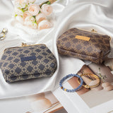 Royal Bagger Elegant Retro RFID Kiss-Lock Coin Purse for Women, Signature Coated Canvas & Vegetable-Tanned Cowhide Leather, Vintage Metal Frame Small Wallet with Card Organizer 3271