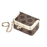 Royal Bagger Women's Mini Jewelry Box & Coin Purse with Removable Chain – Signature Coated Canvas & Vegetable-Tanned Cowhide Leather, Small Kiss Lock Storage Bag 9894